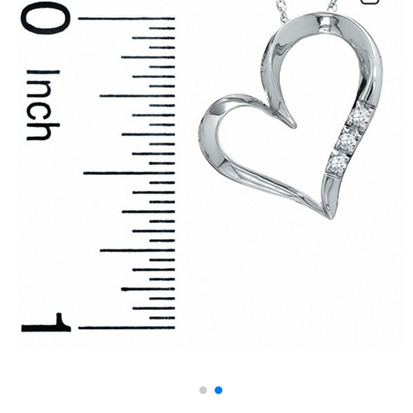 10K solid white gold diamond tilted heart pendant - Picture 10 of 11